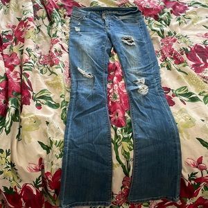 Midrise Bootcut Ripped Jeans  W26